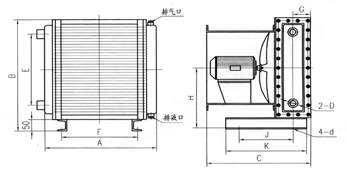 6mpa 压力降=0.1mpa 三,fl空气冷却器外型尺寸示意图